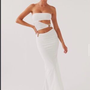 Peppermayo White Strapless Cutout Engagement Dress